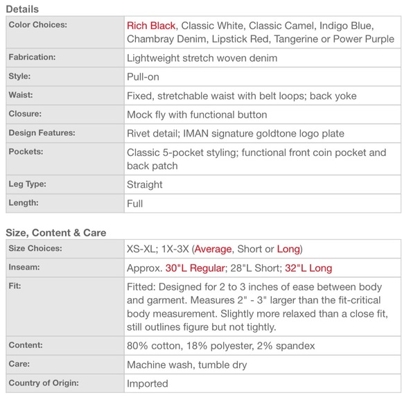 Denim Pant Iman GC Stretch Slip into Slim, Size M - Picture 8 of 8